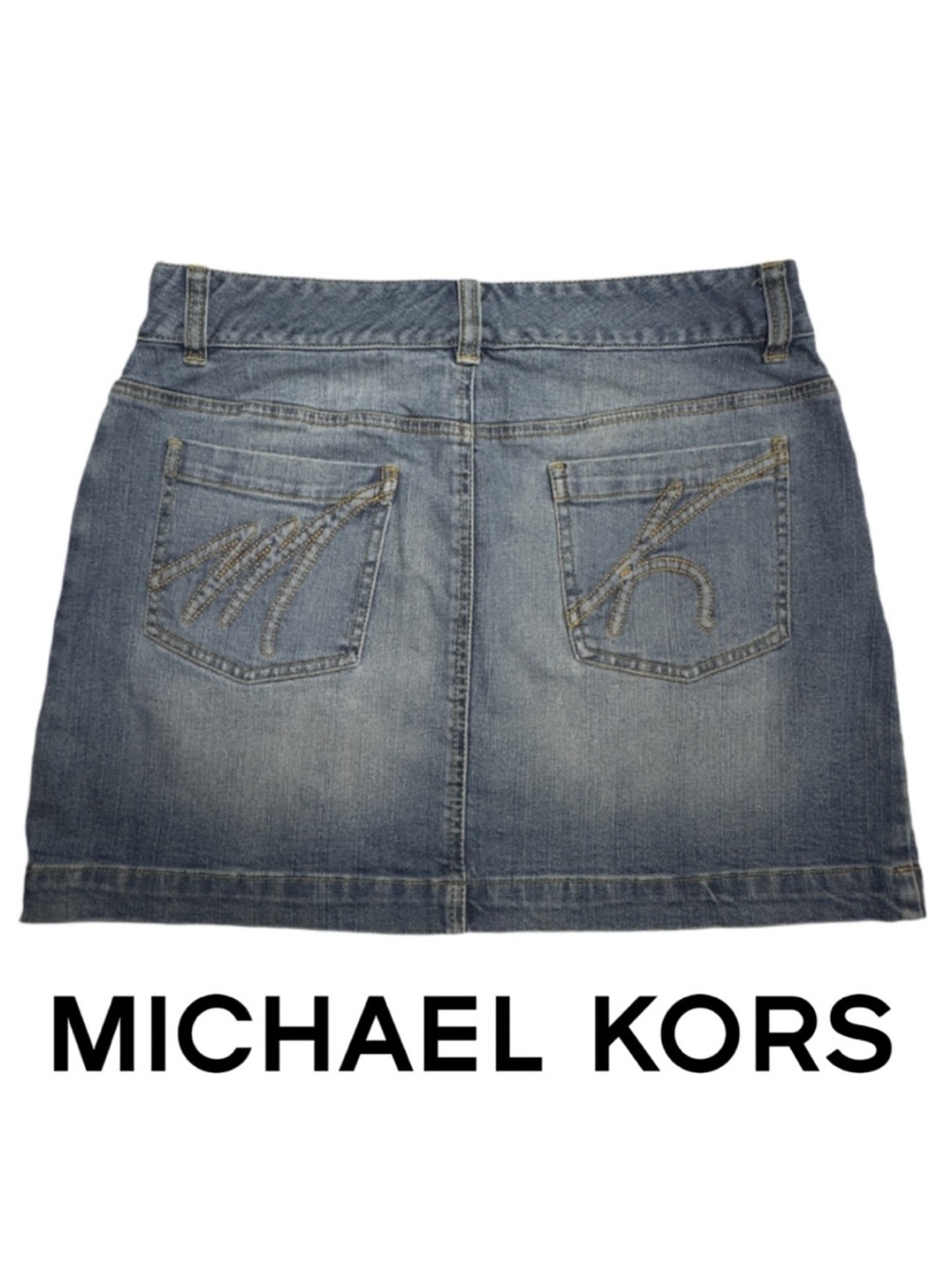 MICHAEL KORS | Denim Jean Mini Skirt Logo Back Pocket Size 8 Y2K